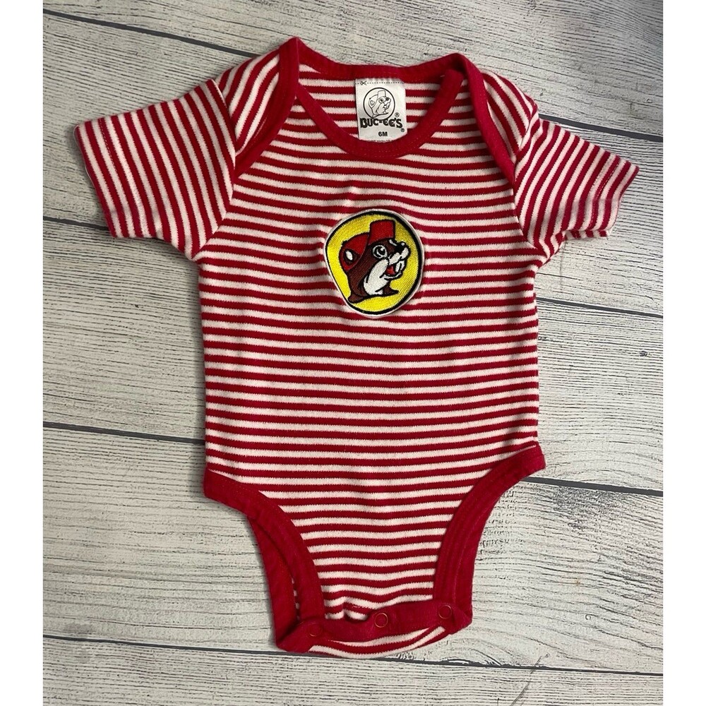 Red Buc-ee’s Bucee Beaver Baby Onesie Bodysuit Clothes Outfit, Size 6 months